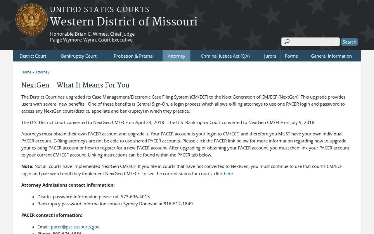 DeKalb County case search reference for W.D. Missouri NextGen CM ECF