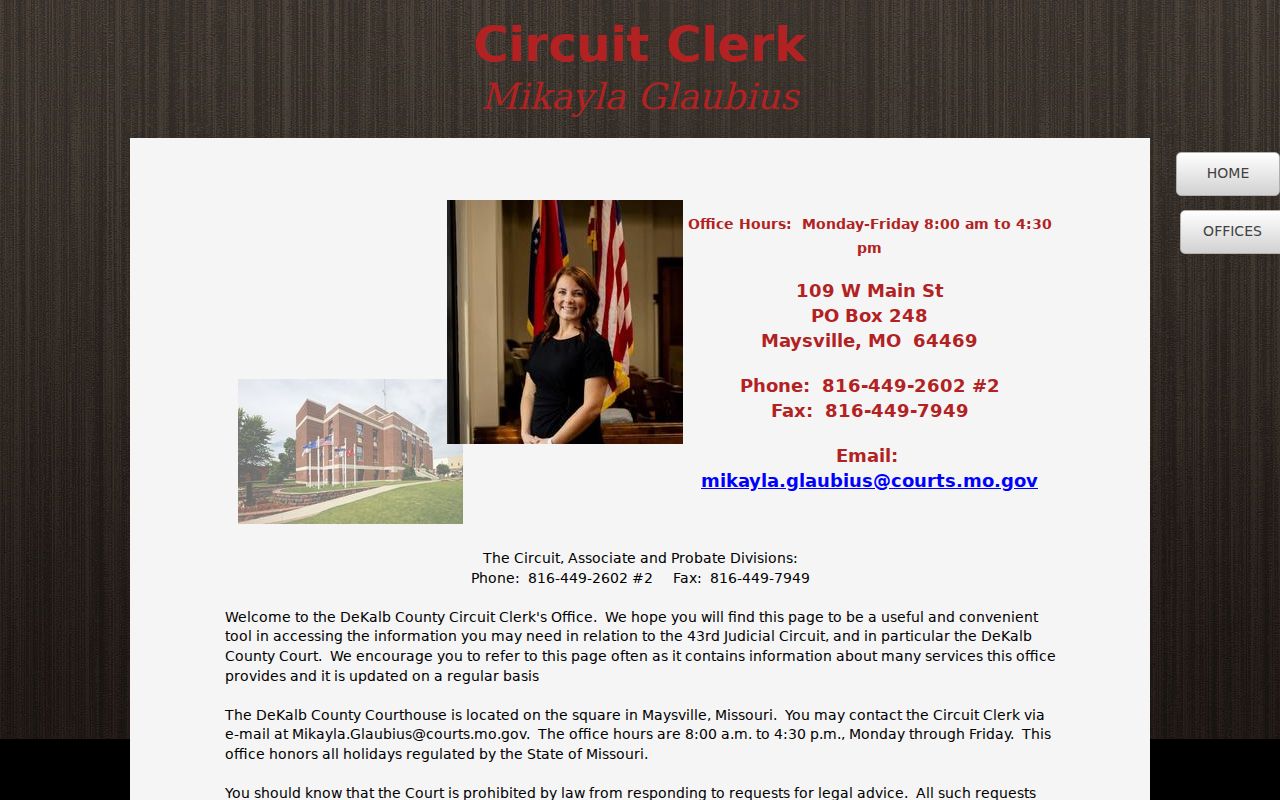 DeKalb County Circuit Clerk official contact page and courthouse information