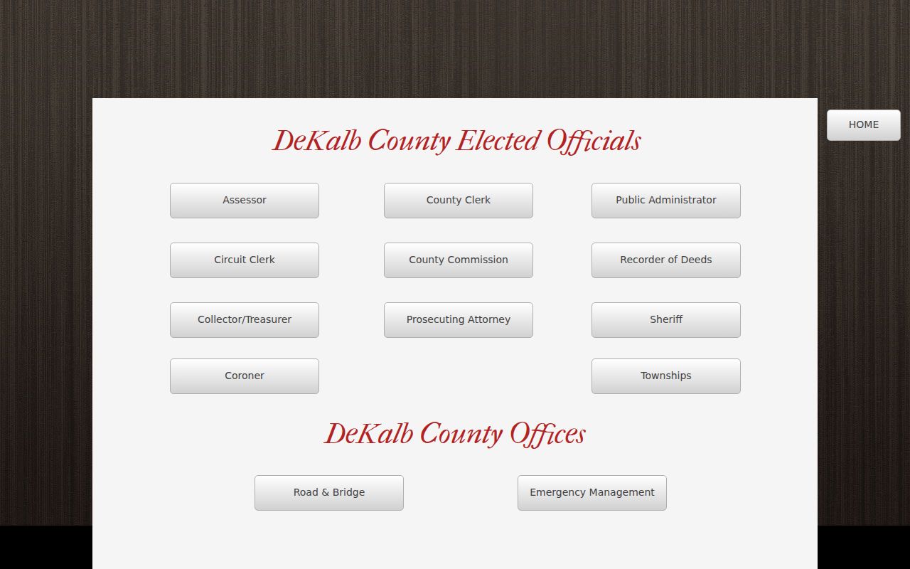 DeKalb County offices page for courthouse-related Maysville public services