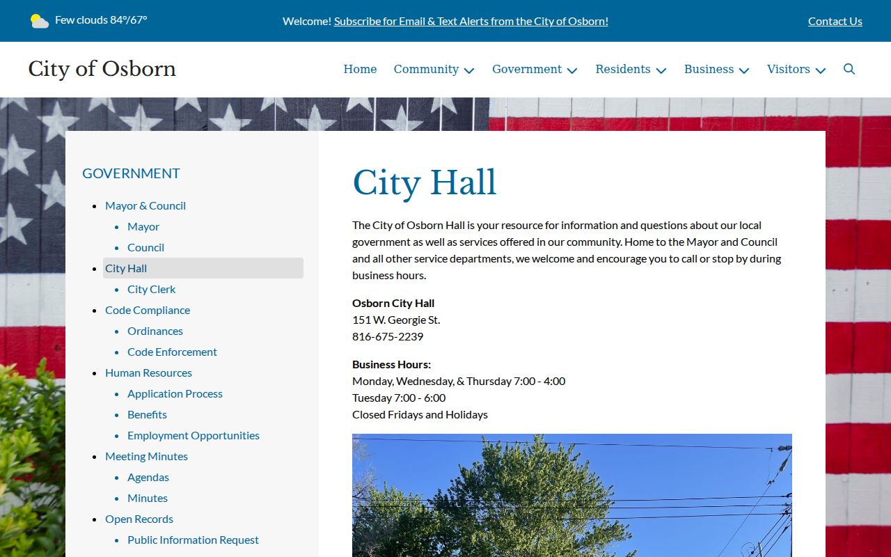 Osborn court docket City Hall contact and administrative hours