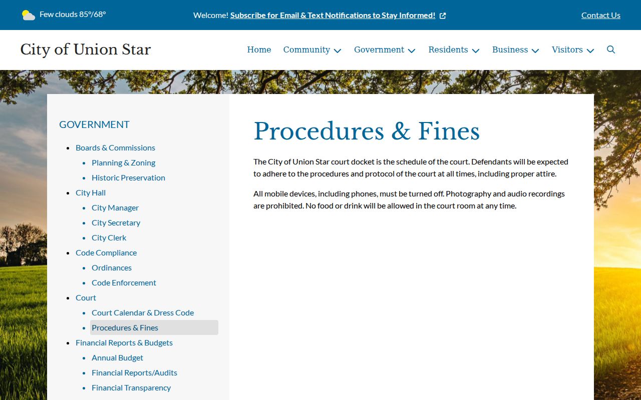 Union Star court docket procedure and courtroom rules